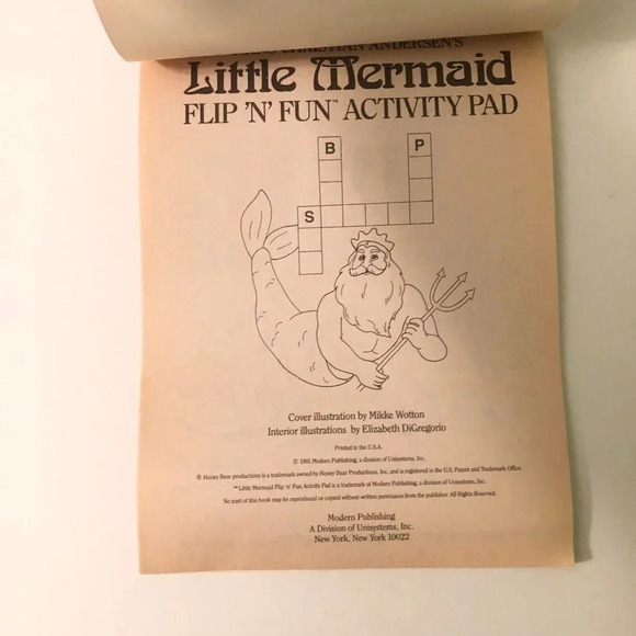 Vtg Hans Andersens Little Mermaid  Flip and Fun Activity Pads 2 Colouring Books - Picture 13 of 16